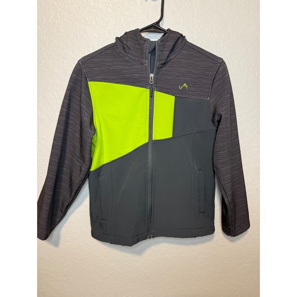 Vertical 9 Boys Jacket Size M (10/12) Gray Green Hooded Softshell Coat
